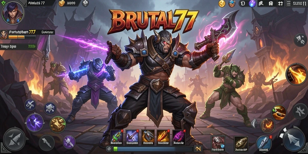 Tampilan bermain BRUTAL77 dengan aksi penuh tantangan di dunia fantasi.