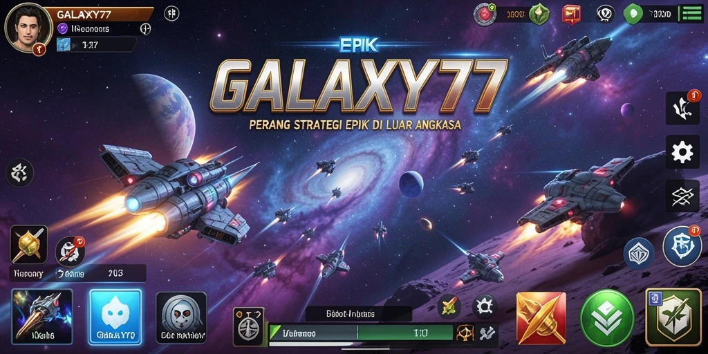 Tampilan seru dari pertempuran luar angkasa di GALAXY77.