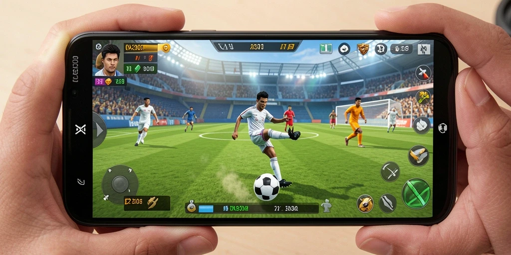 Screenshot utama NX303 menampilkan aksi pertandingan olahraga yang mendebarkan.
