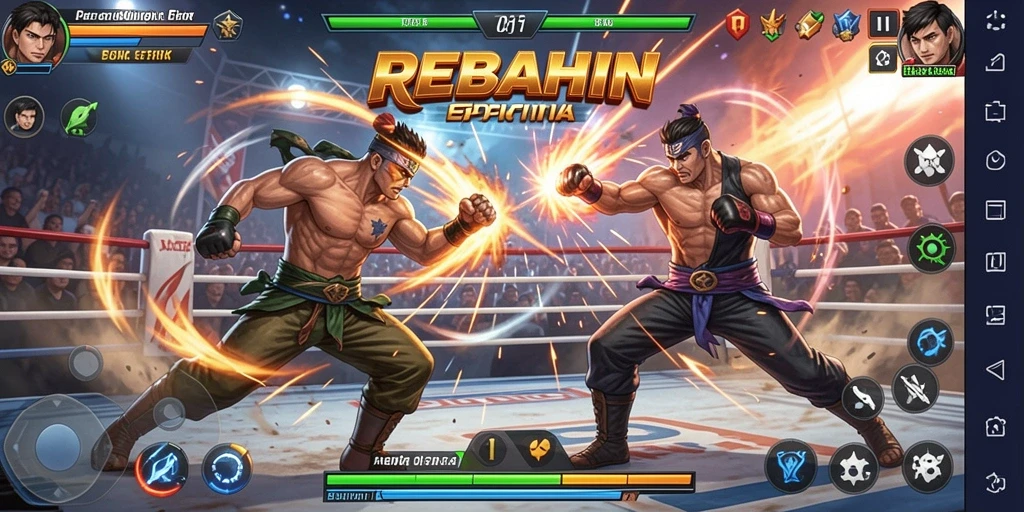 Screenshot gameplay <strong>REBAHIN</strong> memperlihatkan pertarungan seru yang intens.