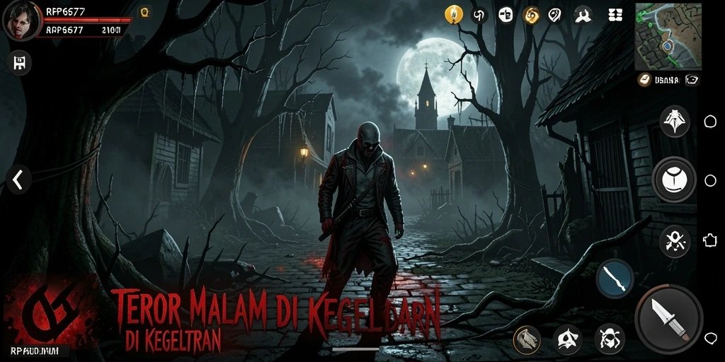 Screenshot gameplay menampilkan suasana gelap dan menyeramkan dari RP6677.
