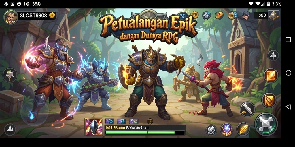 Tampilan gameplay RPG SLOST8808 yang menakjubkan menampilkan karakter dalam aksi.