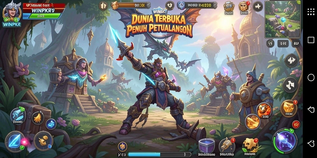 Screenshot menampilkan karakter menjelajahi dunia terbuka yang kaya akan detail.